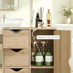 Armoire de rangement verticale compacte, armoire étroite à plusieurs compartiments, unité de rangement d'appoint pour salon - Product Image 3