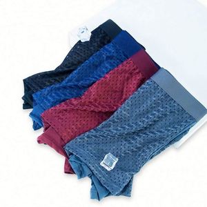 Nouveaux caleçons boxeurs pour homme en maille tricotée de soie glacée, taille mi-haute, respirants, séchage rapide, motif géométrique, polyester élasthanne, pour adulte, été - Product Image 5