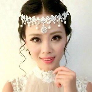 Vente chaude Simulé Perle Chaîne Coiffe Courte De Mariée De <span class=keywords><strong>Mariage</strong></span> Casque Bandeau Robe De Mariée <span class=keywords><strong>Cheveux</strong></span> Tête Bijoux Accessoires - Product Image 1