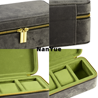 Boîte à montres en velours avec fermeture éclair, 3 emplacements, portable, étui de rangement pour montres, présentoir, boîte cadeau, boîtes à bijoux avec logo personnalisé