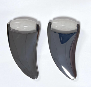 Anti-Puffiness Natural White <b>Jade</b> Metal Frame Teardrop Facial <b>Jade</b> <b>Roller</b> - Product Image 1