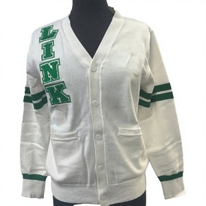 Cardigan en tricot unisexe personnalisé avec logo, style universitaire, pour sororités et fraternités, broderie de lettres grecques, style varsity - Product Image 1