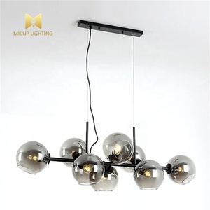 Design créatif <span class=keywords><strong>Boule</strong></span> de <span class=keywords><strong>verre</strong></span> transparente Or Noir <span class=keywords><strong>Lustre</strong></span> LED Salon Salle à manger Suspension - Product Image 1
