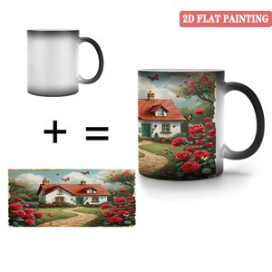 แก้วมัคเปลี่ยนสีลายบ้านสวน เซรามิกสีดำด้าน ขนาด 11 ออนซ์ - Product Image 4