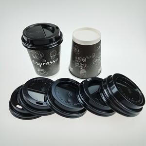 Tasse à café en papier jetable en <span class=keywords><strong>carton</strong></span> noir, impression personnalisée, bon marché, pièces - Product Image 5