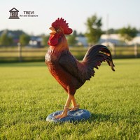 Sculpture de coq en bronze TREVI pour extérieur, taille réelle, statue de poulet en métal moulé antique pour la décoration de la ferme et du jardin