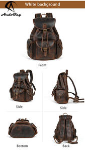 Sac à dos rétro Andong pour homme et femme, en cuir de vachette de première qualité, style vintage, sac à bandoulière en cuir Crazy Horse, sac à dos unisexe pour le sport - Product Image 3