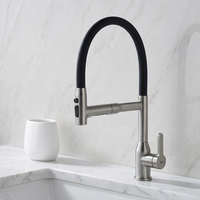Robinet de cuisine moderne à douchette extractible à arc haut avec cartouche céramique, corps en laiton, poignée en alliage de zinc, flexible de 60 cm pour usage hôtelier