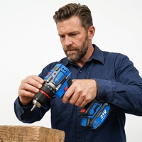 Perceuse à percussion sans fil 21V sans balais, ensemble d'outils électriques, tournevis électrique avec batterie au lithium pour le bricolage et la construction