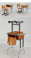 Ensemble complet de mobilier scolaire, bureau et chaise ergonomiques pour étudiants avec structure en métal et plateau en plastique