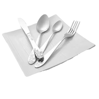 Ensemble de couverts de mariage classiques en acier inoxydable, poli miroir, durable, portable, compatible lave-vaisselle, réutilisable, motif floral