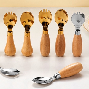 304 Stainless Steel Mini Flatware Set Wooden Handle Fork Spoon Portable Compact Ergonomic for Travel Dining Utensil <strong>Cutlery</strong> - Product Image 4