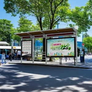 Abri de bus extérieur moderne avec siège et écran publicitaire pour les arrêts de bus et les espaces publics - Product Image 3