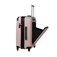 Лидер продаж, прочный розовый женский чемодан на колесиках, чемодан из АБС-пластика с двойным открытием спереди, чемодан для ручной клади