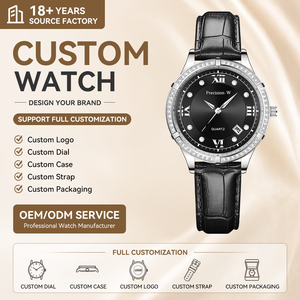 <span class=keywords><strong>Orologio</strong></span> al Quarzo Unisex Elegante <span class=keywords><strong>Vintage</strong></span> con Moissanite, Cassa in Acciaio Inossidabile, Quadrante in Vetro Minerale, Resistente all'Acqua 3ATM, <span class=keywords><strong>Cinturino</strong></span> in <span class=keywords><strong>Pelle</strong></span> - Product Image 1
