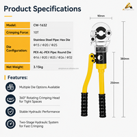 Prensadora Hidráulica de Tuberías CW-1632 CW-1525 de 10T para Tuberías de Acero Inoxidable PEX-AL-PEX con Matrices de Prensado y Estuche de Plástico