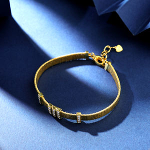 Pulsera de Plata de Ley 925 con Baño de Oro Amarillo de 18K y Circonita Móvil, Diseño Geométrico Cristiano de Moda, Regalos - Product Image 5