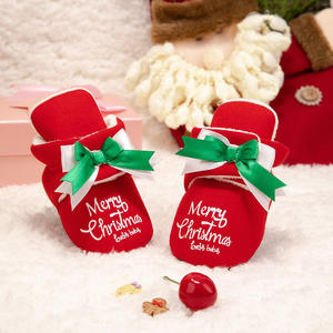 Zapatitos <span class=keywords><strong>de</strong></span> Bebé con Temática Navideña, Suela Suave Antideslizante, Decoración <span class=keywords><strong>de</strong></span> Lazo, Feliz Navidad, Primeros Pasos <span class=keywords><strong>para</strong></span> Recién Nacidos, OEM, ODM, Venta al Por Mayor - Product Image 4