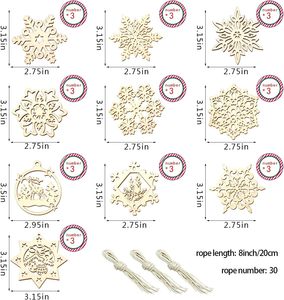 Ornements de Noël flocon de neige-Petites pièces en bois découpées au laser, décorations de Noël en copeaux de bois graffiti peintes à la main - Product Image 6