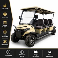 Carrito de Golf Eléctrico de 6 Plazas, Autonomía de 80-100 km, Motor de CA de 4 kW, Asientos Delanteros en 3 Filas, Fabricación OEM