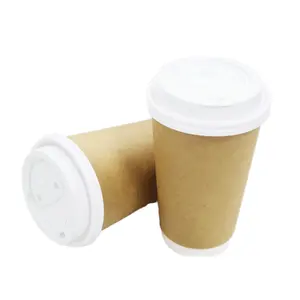 ढक्कन के साथ डिस्पोजेबल खोखला पेपर कप थोक सोया दूध दूध चाय डबल क्राफ्ट पेपर कॉफी कप