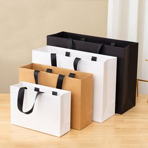 Custom Shoes Clothing Gift <b>Bags</b> Packaging With Logo Small Shipping Gift <b>Bag</b> White <b>Black</b> Kraft Paper <b>Bags</b> With Your Own Logo - Product Image 3