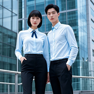 Unisex Long Sleeve Shirt Solid Color <b>Polyester</b> Workwear Wrinkle Resistant Business Formal Wear - Product Image 4