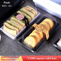 Boîte d'emballage alimentaire jetable en PET de qualité alimentaire, transparente, rectangulaire, pour sandwichs, gâteaux roulés, viandes séchées, mousses et pâtisseries.