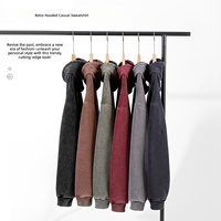 Vente en gros de sweats à capuche rétro vintage pour hommes, streetwear, coupe oversize, épaules tombantes, pull uni, logo personnalisé, unisexe, molleton lourd