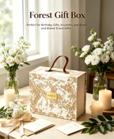 Boîte cadeau écologique réutilisable en riz et abricot, étiquette dorée, impression végétale, portable, fermeture magnétique, faite à la main pour les fêtes et les anniversaires