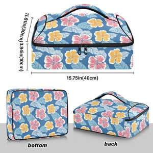 Aloha Custom Hawaiian Hibiscus Flowers Thermal Insulated Portable Casserole Carrier Food Delivery Pizza Bag Food Delivery - Product Image 3