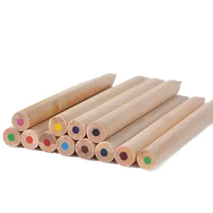 Lápis de cor madeira natural as crianças usam 12 mini lápis coloridos para crianças com tubo caixa de papel