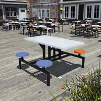 Ensemble de table et de chaises de salle à manger commerciales modernes en acier, avec plateau en bois et structure en fibre de verre, pour restaurants et écoles