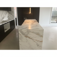 Comptoir de cuisine en marbre Calacatta gris doré sans silice, découpé sur mesure, directement de l'usine chinoise, en porcelaine et pierre de quartz