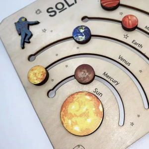 Giocattoli Spaziali in <span class=keywords><strong>Legno</strong></span> per Bambini 3-6 Anni, Puzzle del Sistema Solare Movibile, Pianeti per Attività di Apprendimento Prescolare - Product Image 5