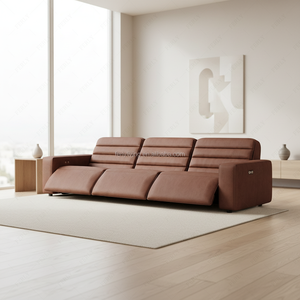 Canapé-lit sectionnel 3 places FERLY en cuir PU, ensemble de 3 pièces, pour appartement, avec fauteuil inclinable électrique à levage manuel, rembourré et moderne - Product Image 2