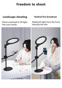 Supporto per Telefono con Luce LED ad Anello per Selfie, Accessori per Telefoni da Scrivania, per Riprese dall'Alto, Prodotti, Live Streaming e Zoom con Base Rotonda - Product Image 5