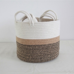 Cesta de algodón tejida con asa para niños, cesta de almacenamiento de juguetes para bebés - Product Image 2