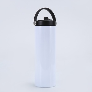 Gobelet isotherme droit de 20 oz avec couvercle et poignée, portable, pour extérieur, voiture, en acier inoxydable, pour personnalisation DIY du logo. - Product Image 6
