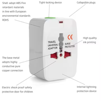 Adaptor Perjalanan Universal Internasional dengan Soket All-in-One, Pengisi Daya USB AC, Tanpa Grounding, Colokan AU US