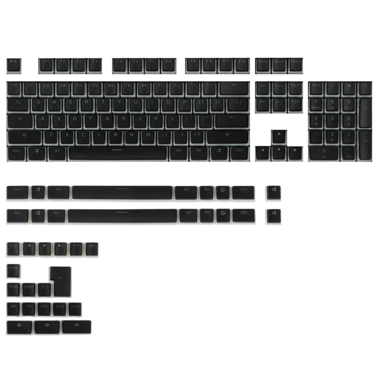 141 Keys Pudding Kit DIY Custom Black PBT Dye Sublimation Keycaps for MX Switches Gaming Mechanical Keyboard