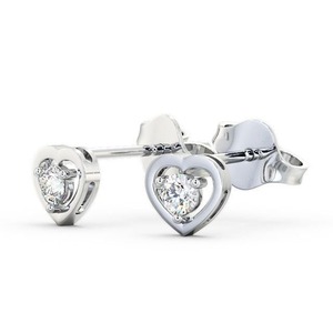 Boucles d'oreilles design classique à quatre griffes pour femmes boucles d'oreilles de luxe cultivées en laboratoire boucles d'oreilles en or blanc massif diamant rond en forme de coeur - Product Image 3