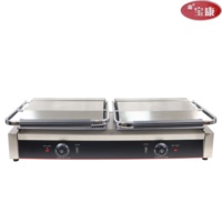 Peralatan Dapur Makanan Cepat Saji Grosir, Pemanggang Daging Sapi Listrik, Meja Panggang Burger, Griddle Listrik 220V, Pelat Ganda Kontak