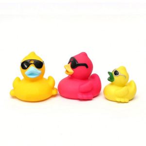 Wholesale 3 Inch Pvc Sunglasses Rubber Duck <b>Bath</b> Toys Assorted Designs for Baby Kids Shower Unisex Features Floating - Product Image 2