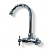Robinet de cuisine en plastique chromé à col de cygne, robinet d'évier à eau froide simple pour montage sur comptoir ou mural