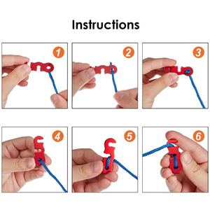 Aluminum Alloy Rope Clip Small Outdoor <b>Camping</b> Tent Hook Red Color For Tents And <b>Canopies</b> - Product Image 4
