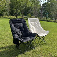 Chaise portable d'extérieur, siège individuel confortable en fibre creuse avec dossier haut, réglage à 3 niveaux, chaise pliante de camping type lune