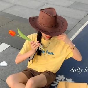 En Promotion Chapeau de <span class=keywords><strong>Cowboy</strong></span> Western à Bord Large avec Visière – Idéal pour Spectacles en Plein Air et Voyages dans la Prairie, pour Hommes et Femmes - Product Image 6