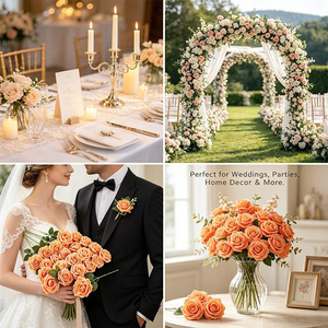 Fleurs artificielles, 25 pièces, roses <span class=keywords><strong>en</strong></span> mousse avec tiges pour décorations de table de mariage, centres de table, vente <span class=keywords><strong>en</strong></span> gros, bricolage - Product Image 4
