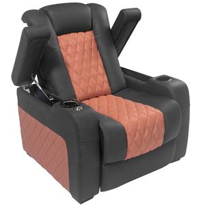 リクライニングチェアホームシアター座席グレー牛革ホームシネマソファ家具プライベートシアター用 - Product Image 3